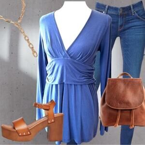 Ella Moss Deep V-Neck Tunic Top GUC